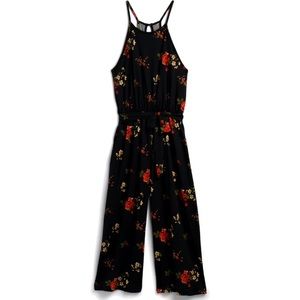 French Grey knit cropped floral jumpsuit XXL